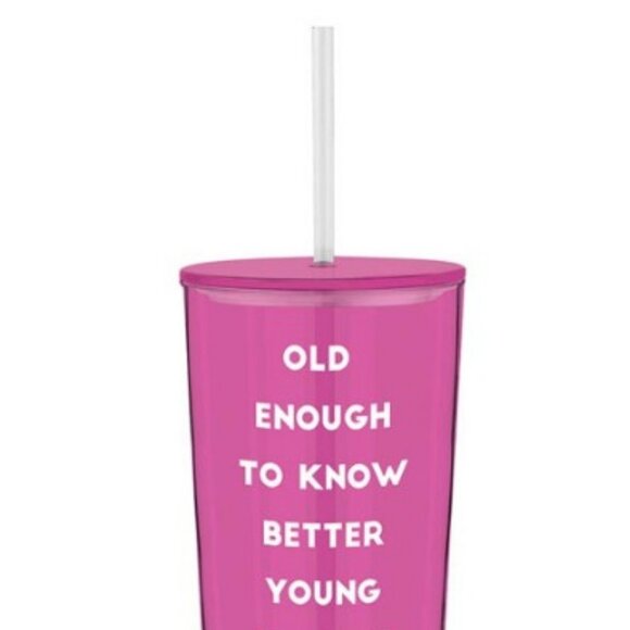 Old Enough To Know Better Young Enough to Not to Care Glass Tumbler with Straw - Picture 2 of 2